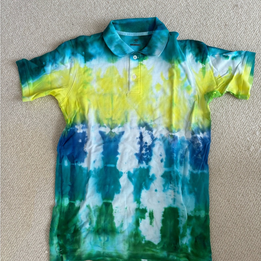 Hand tie dyed collar shirt